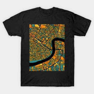 New Orleans Map Pattern in Orange & Teal T-Shirt